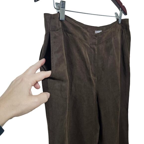 J. Jill Wide Leg Pants Women's Size 14 Silk/Linen Pockets Professional Neutral - Picture 3 of 8